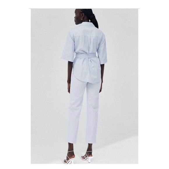 NWT SIGNIFICANT OTHER Regina Shirt Light Blue Cutout Belted Size US 4 - Picture 7 of 12